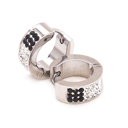 Aros cubano con cubic blanco y negro 13 mm